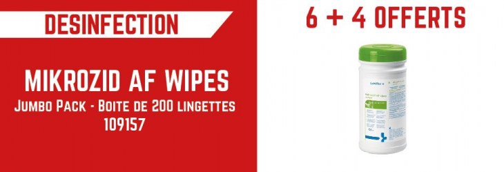 Offre 6+4 offertes - Mikrozid AF Wipes Jumbo Pack - Boîte 200 lingettes